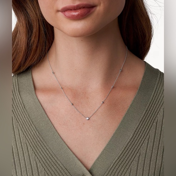 Fossil Glitz Sterling Silver Necklace Brand New - Picture 3 of 6